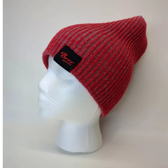 Slouchy Beanie Knit Heathered Red and Gray  Brrr Hoppy Red - Picture 3 of 9